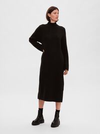 WOOL BLEND MAXI DRESS, Black, highres