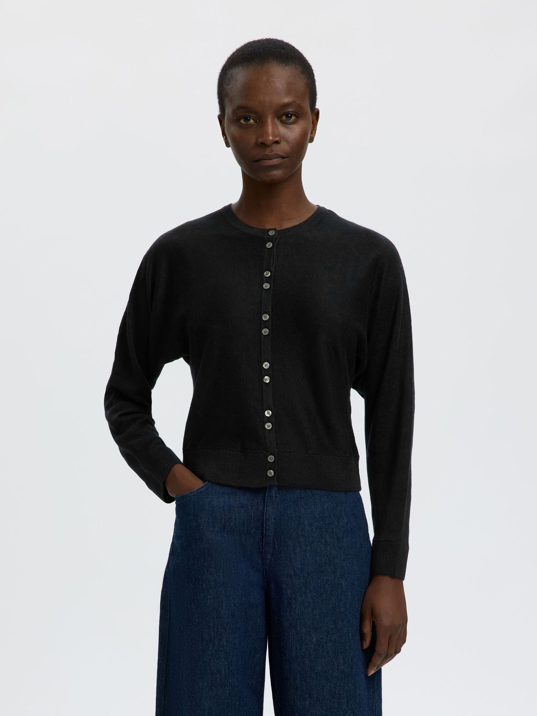 CARDIGAN A MAGLIA, Black, highres