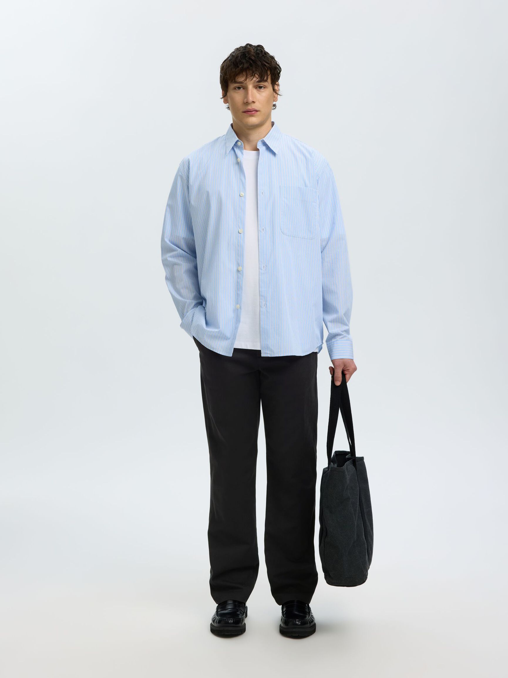STRAIGHT FIT CHINOS, Black, highres