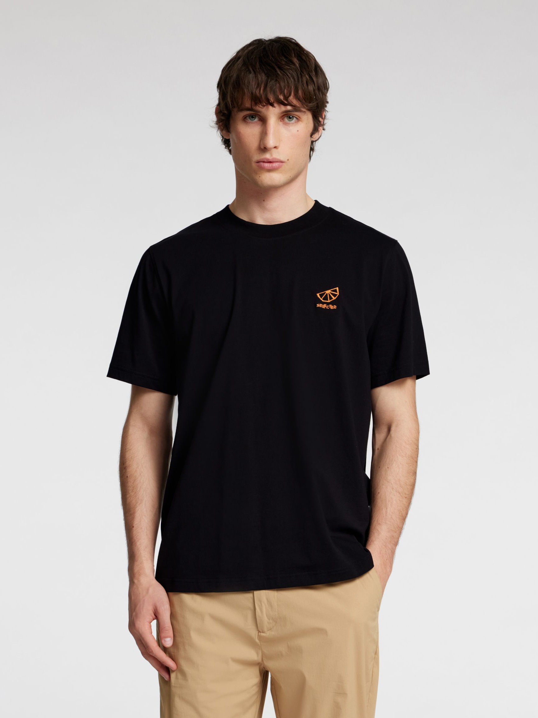 BESTICKTES T-SHIRT, Black, highres