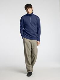 VISCOSE BLEND HALF ZIP SWEATSHIRT, Oceana, highres