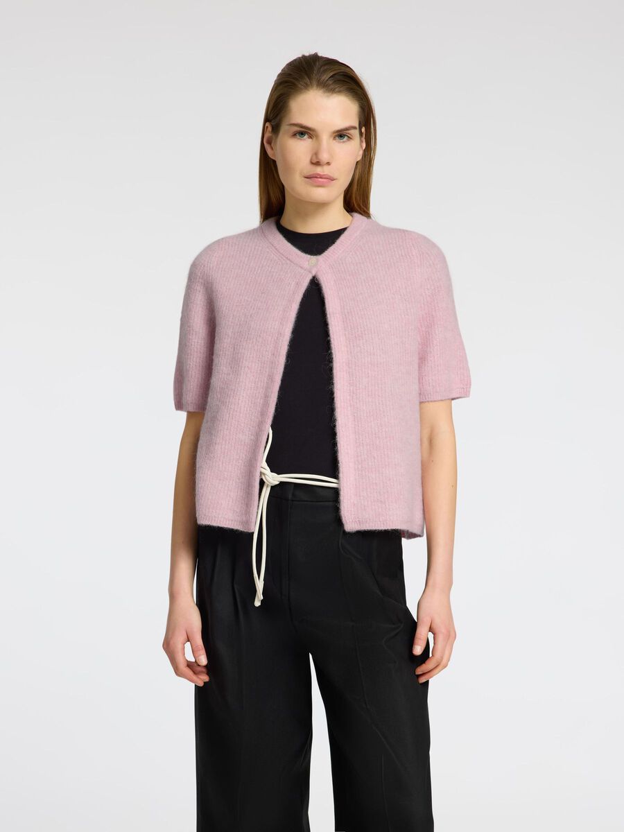 Selected WOLLGEMISCH KURZARM STRICKJACKE, Bleached Mauve, highres - 16096211_BleachedMauve_1156520_003.jpg