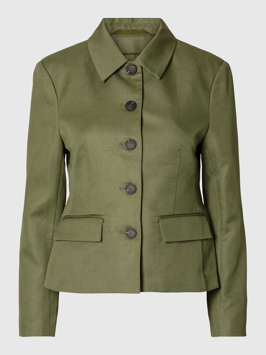 Selected CLASSIC FIT LINEN BLEND BLAZER, Olivine, highres - 16093813_Olivine_001.jpg