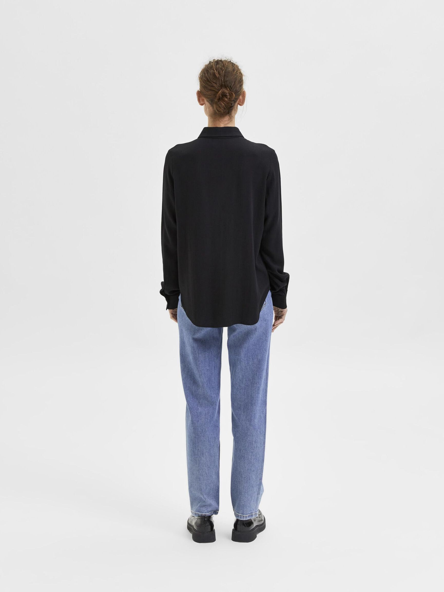 VISCOSE BLEND SHIRT, Black, highres