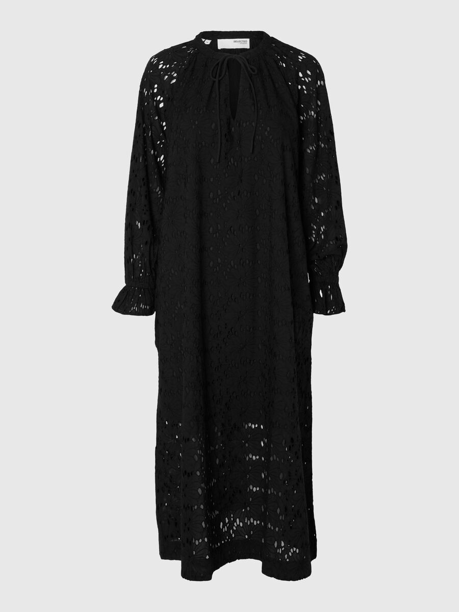 Selected BRODERIE ANGLAISE MAXI DRESS, Black, highres - 16095104_Black_001.jpg