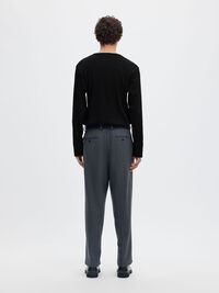 RIBBED BUTTON LONG-SLEEVED T-SHIRT, Black, highres