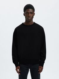 100% COTTON SWEATSHIRT, Black, highres