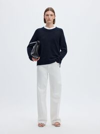 WOOL BLEND JUMPER, Dark Sapphire, highres