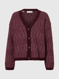 WOOL BLEND KNITTED CARDIGAN, Fig, highres
