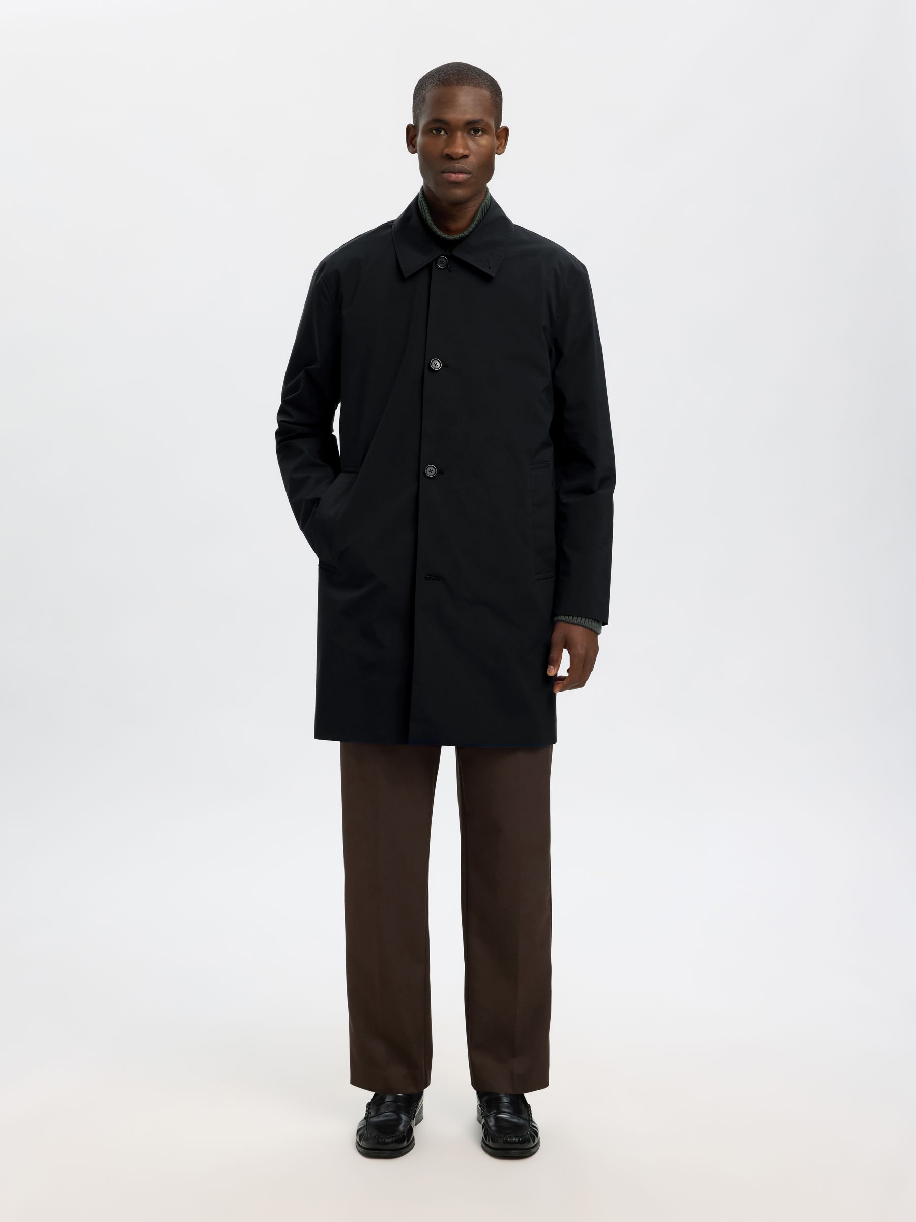 SINGLE BREASTED COAT, Black, highres