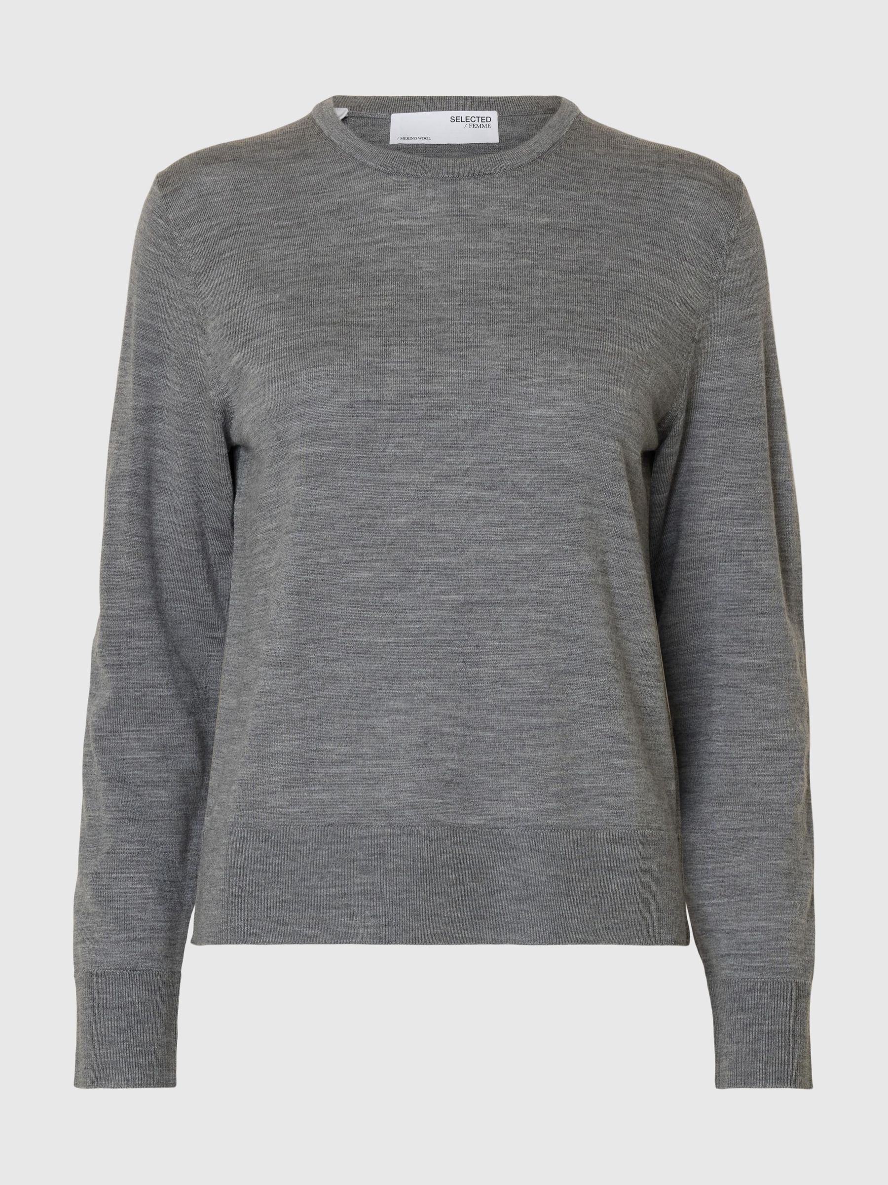 100% MERINO WOOL PULLOVER, Medium Grey Melange, highres