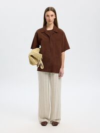 HOOG GETAILLEERD WIDE LEG BROEK, Sandshell, highres