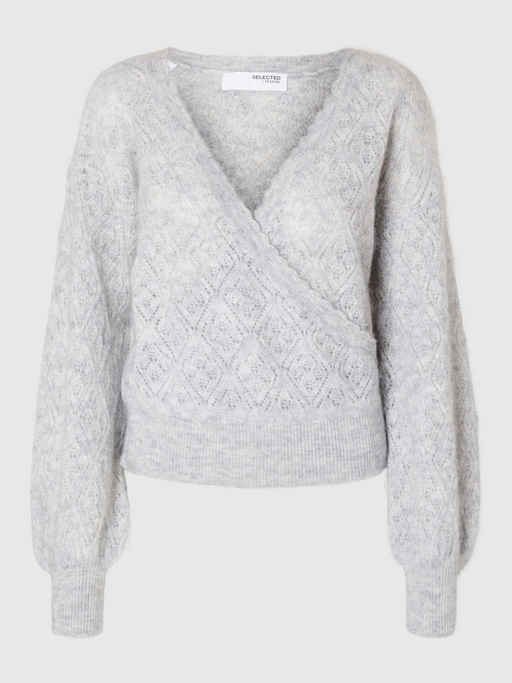 LAINE MÉLANGÉE GILET CACHE-COEUR, Light Grey Melange, highres