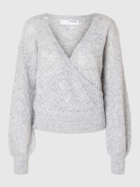 LAINE MÉLANGÉE GILET CACHE-COEUR, Light Grey Melange, highres