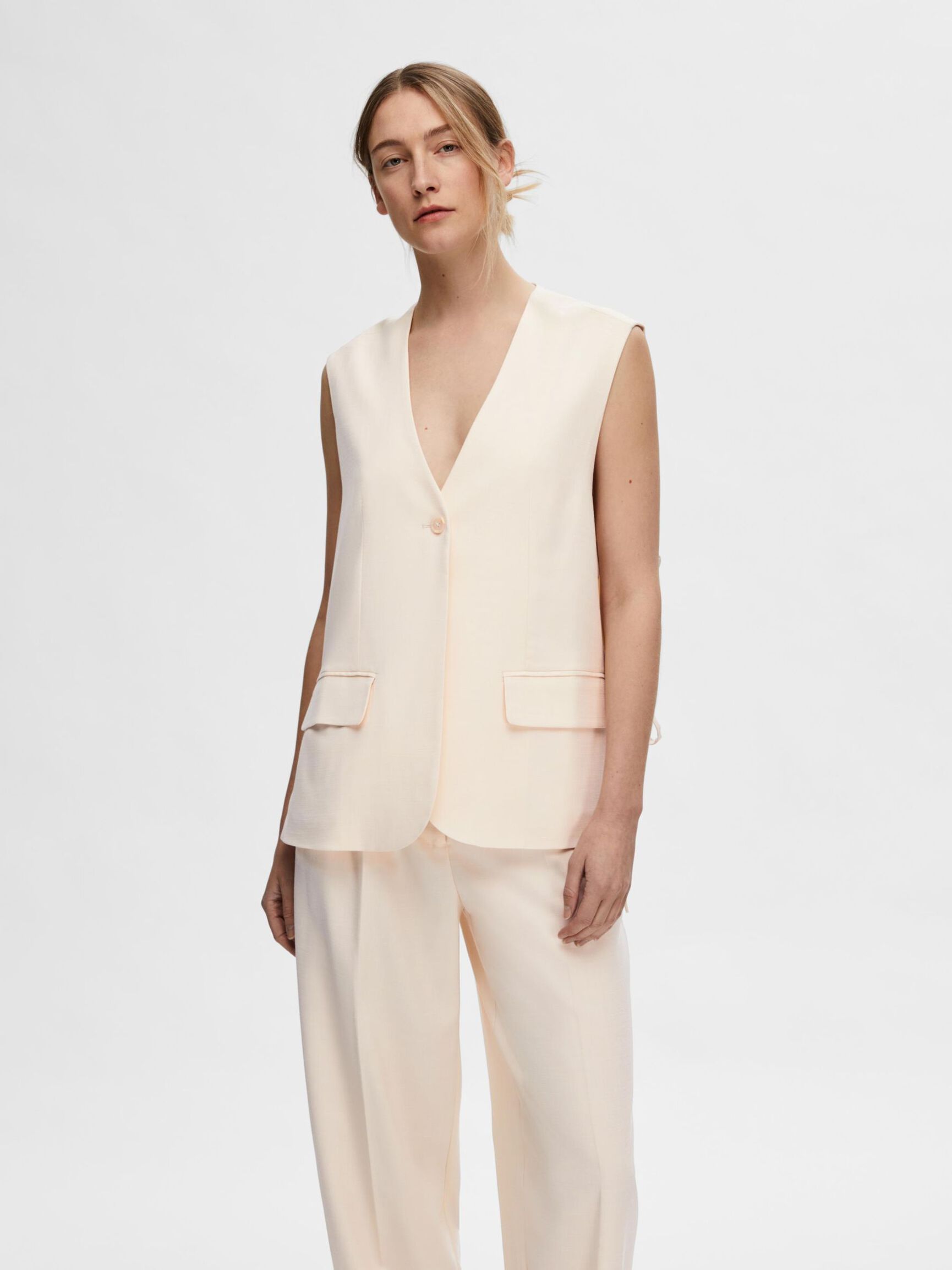 LONG OVERSIZED WAISTCOAT, Birch, highres