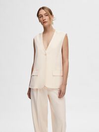 LONG OVERSIZED WAISTCOAT, Birch, highres