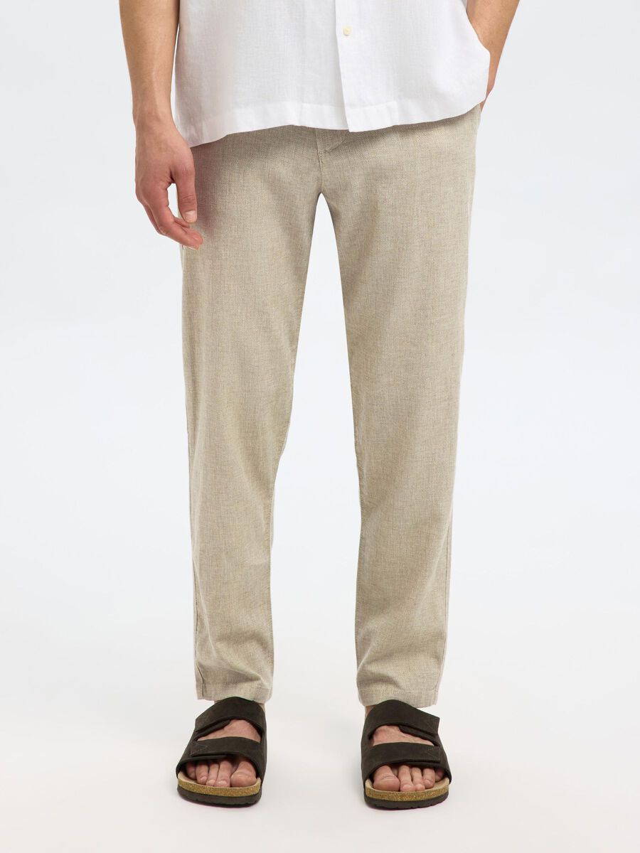 Selected SLIM TAPERED LINEN BLEND TROUSERS, Vetiver, highres - 16087636_Vetiver_983084_003.jpg