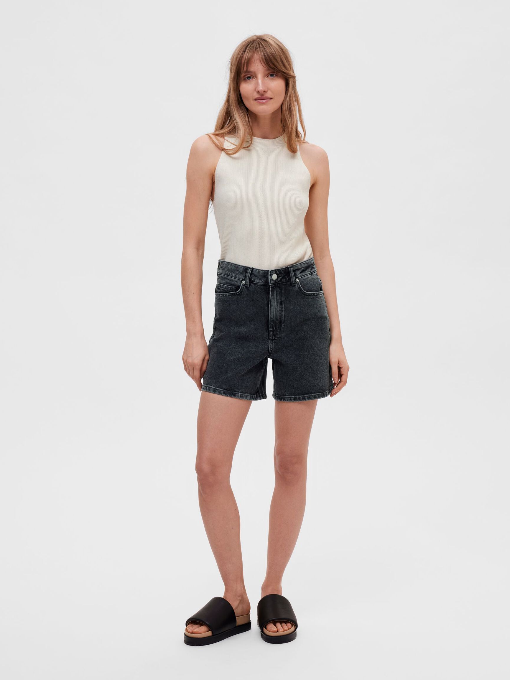 SLEEVELESS KNITTED TOP, Birch, highres
