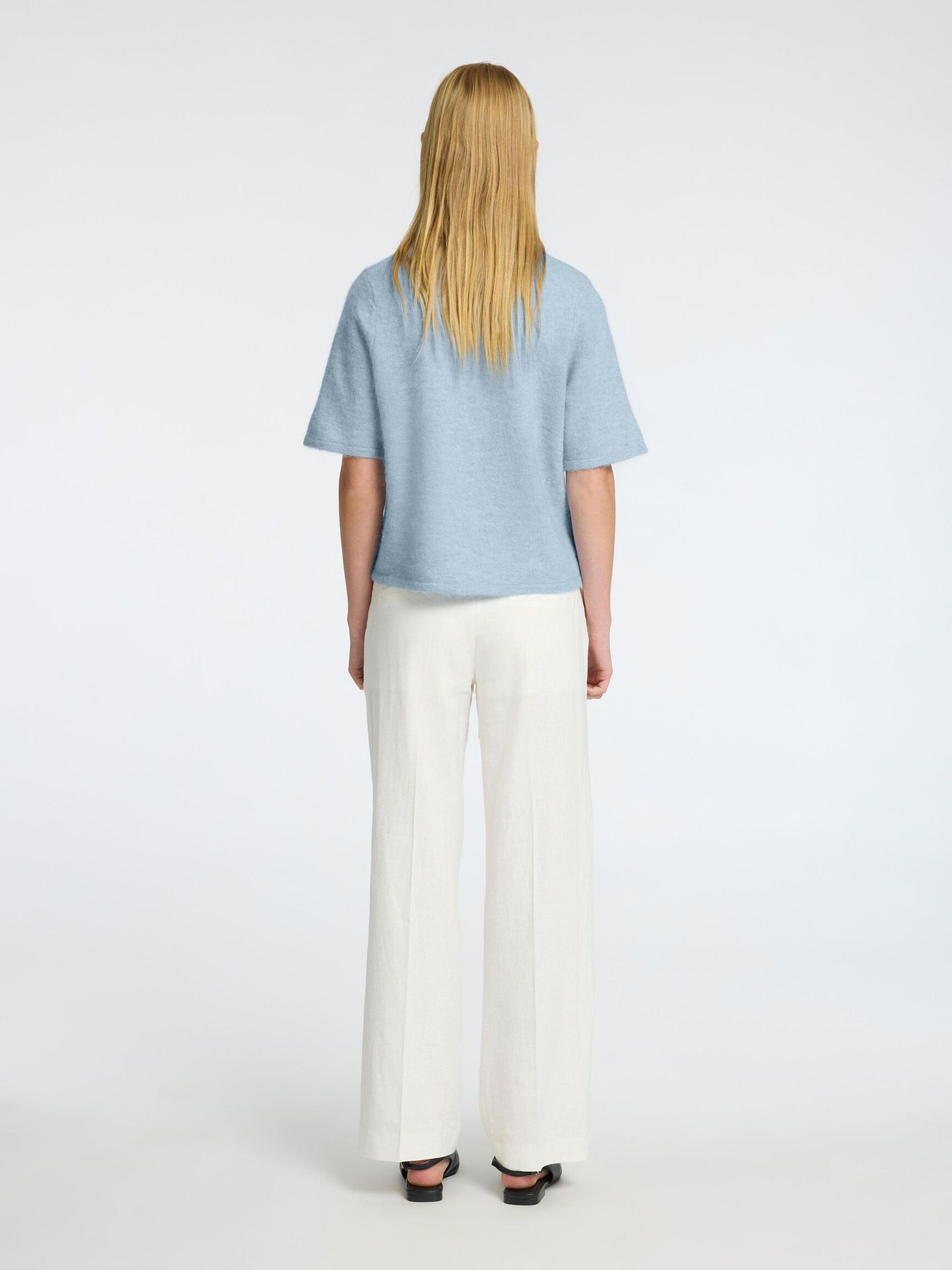 ULLBLANDNING KORTÄRMAD KOFTA, Cashmere Blue, highres