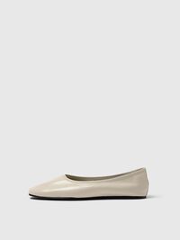LEATHER BALLET FLATS, Greige, highres