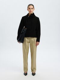 WOLL KURZJACKE, Black, highres