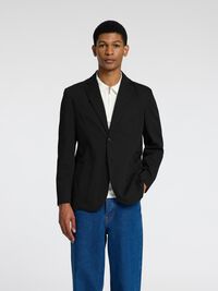 100% COTTON BLAZER, Black, highres