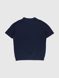 SHORT SLEEVED KNITTED POLO SHIRT, Sky Captain, highres
