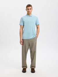 ZIPPER POLO SHIRT, Winter Sky, highres