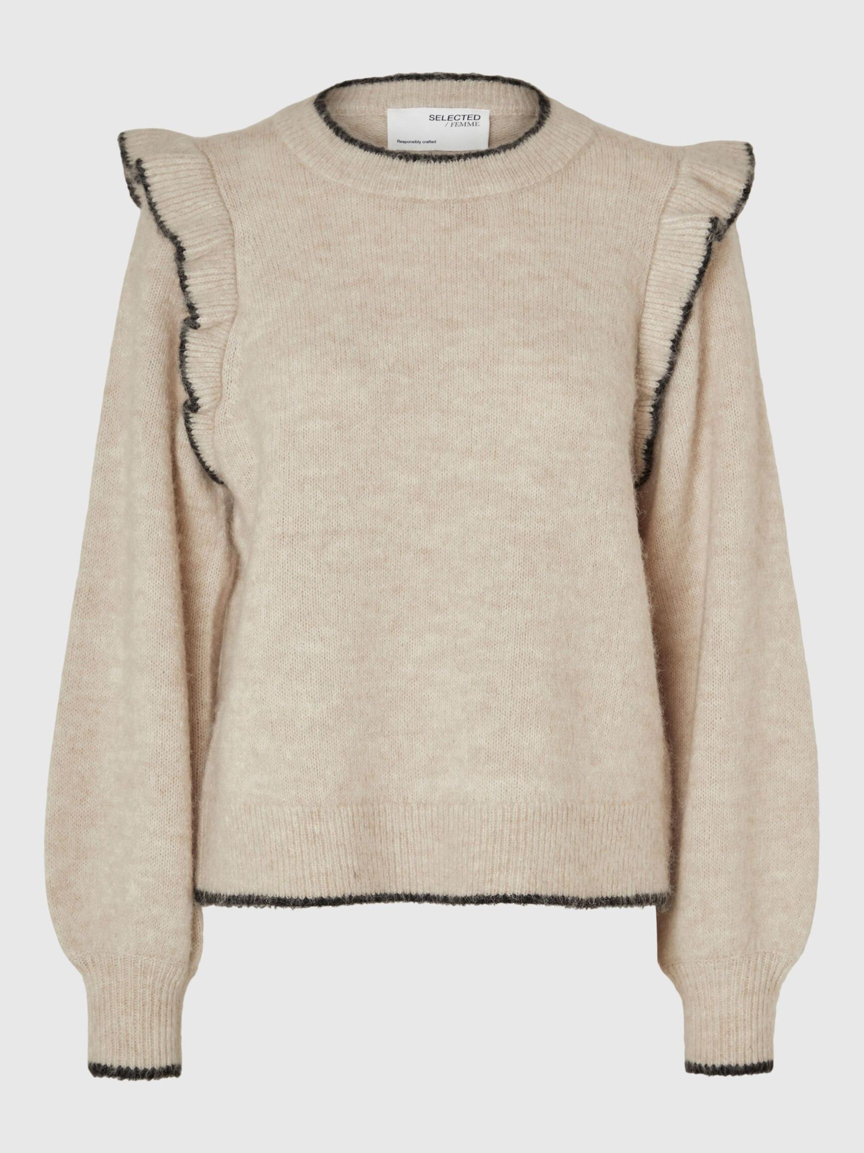 FRILLED PULLOVER, Birch, highres
