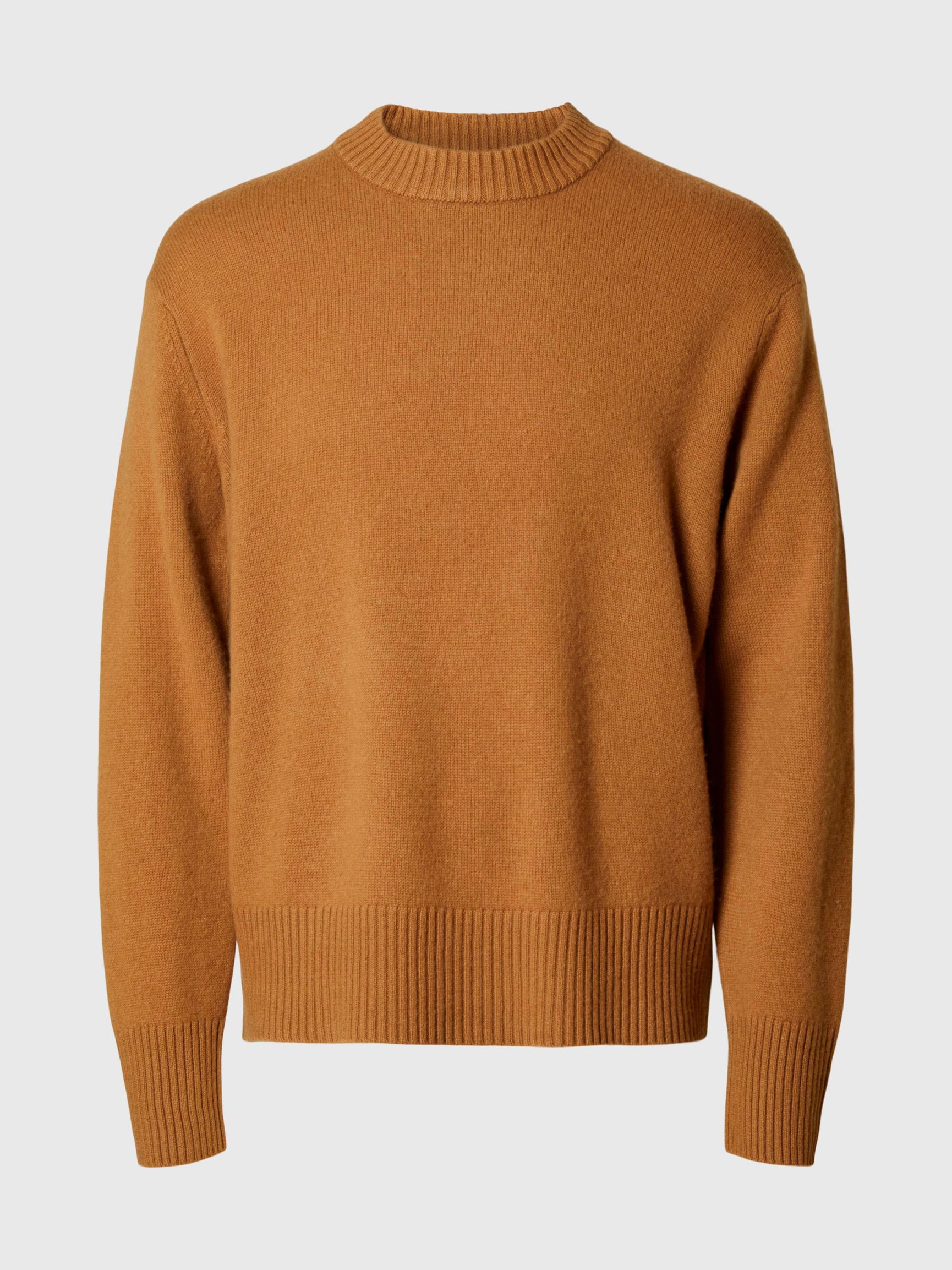 CASHMERE BLEND KNITTED PULLOVER, Chipmunk, highres