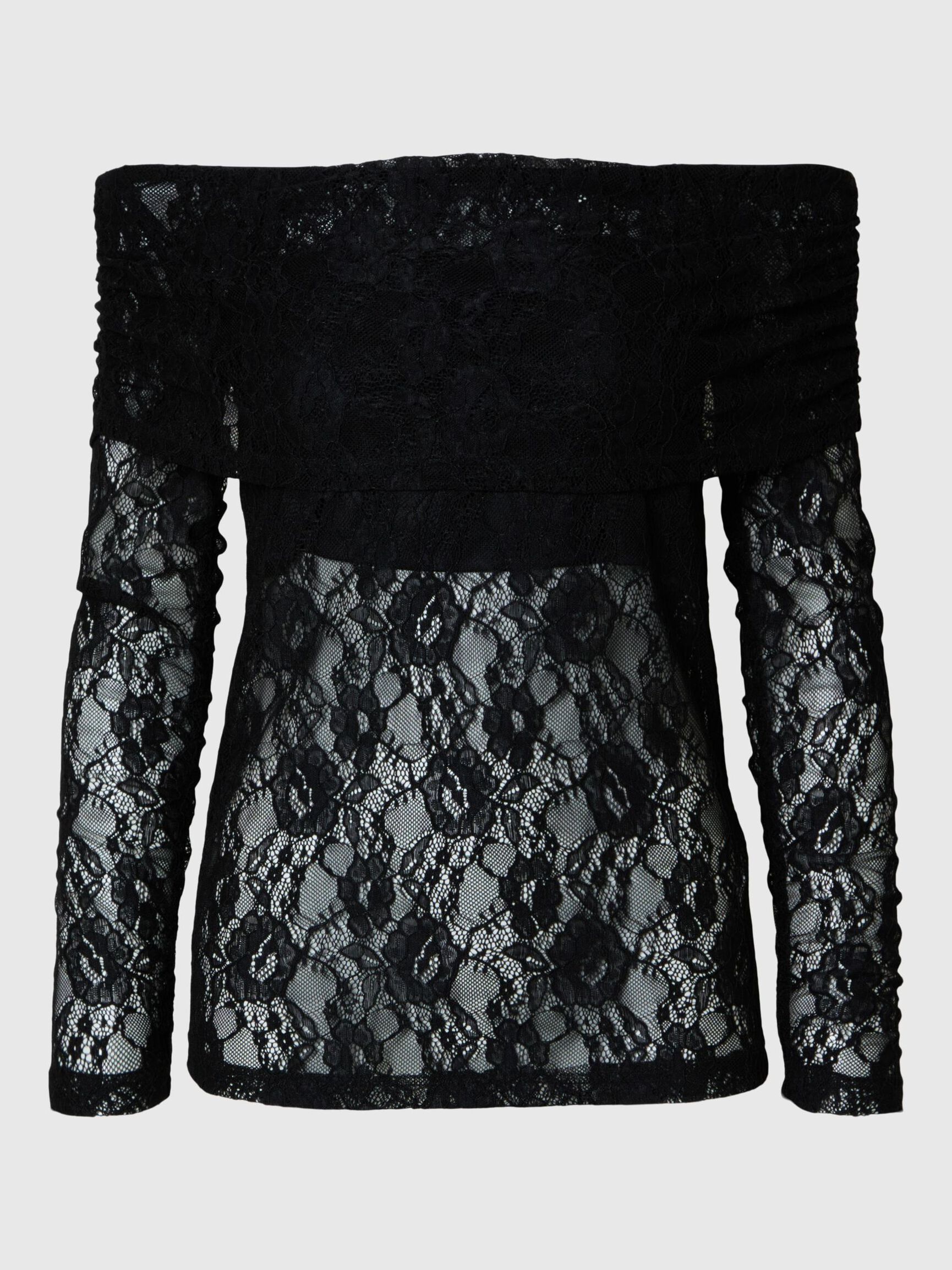 SPITZEN OFF SHOULDER TOP, Black, highres