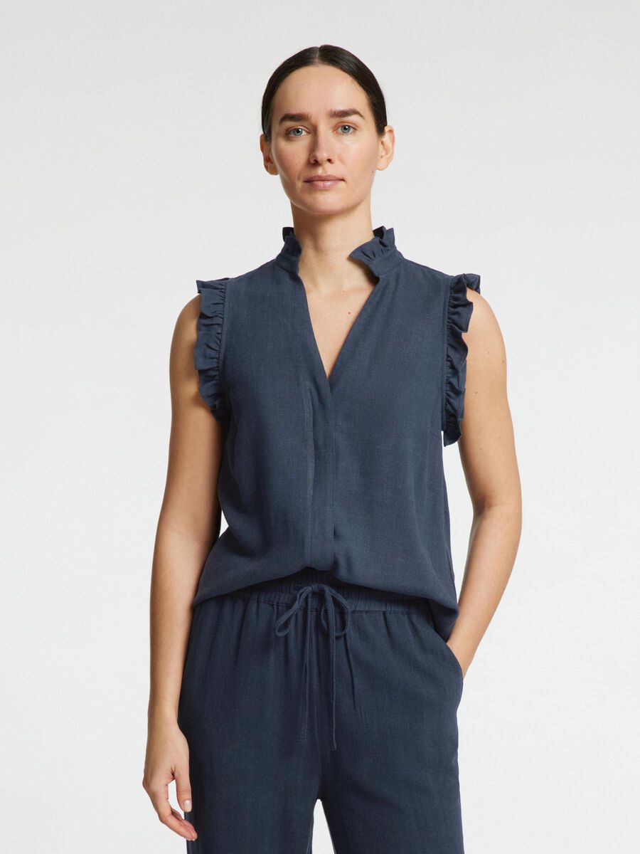 Selected MOUWLOOS TOP MET RUCHES, Dark Sapphire, highres - 16096447_DarkSapphire_003.jpg