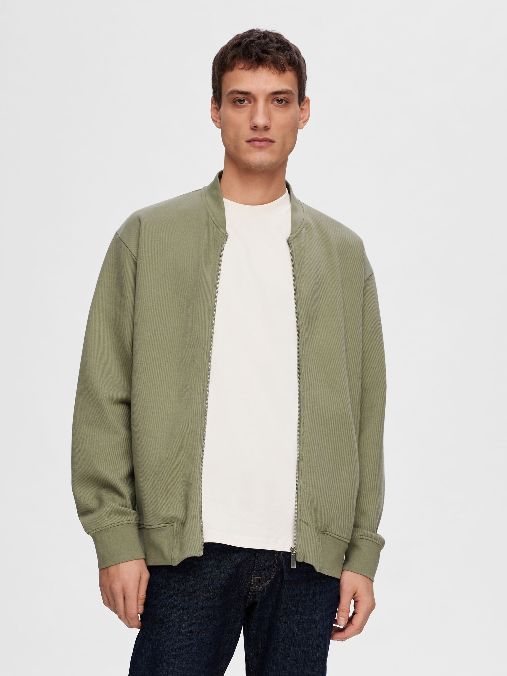 JERSEY SWEATCARDIGAN, Vetiver, highres