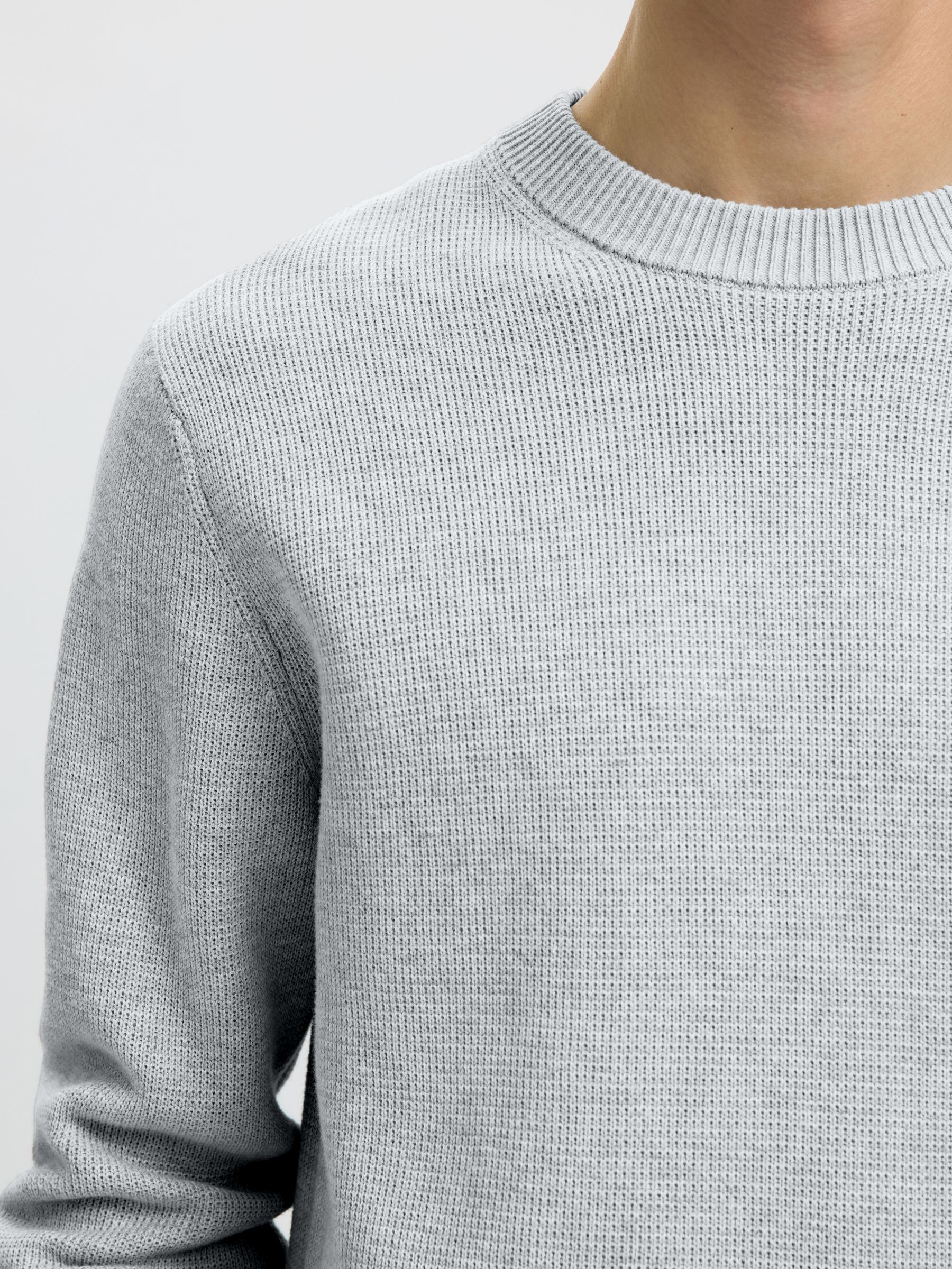 CREW NECK PULLOVER, Light Grey Melange, highres