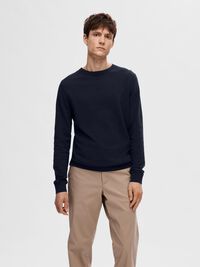 LONG-SLEEVED KNITTED JUMPER, Navy Blazer, highres