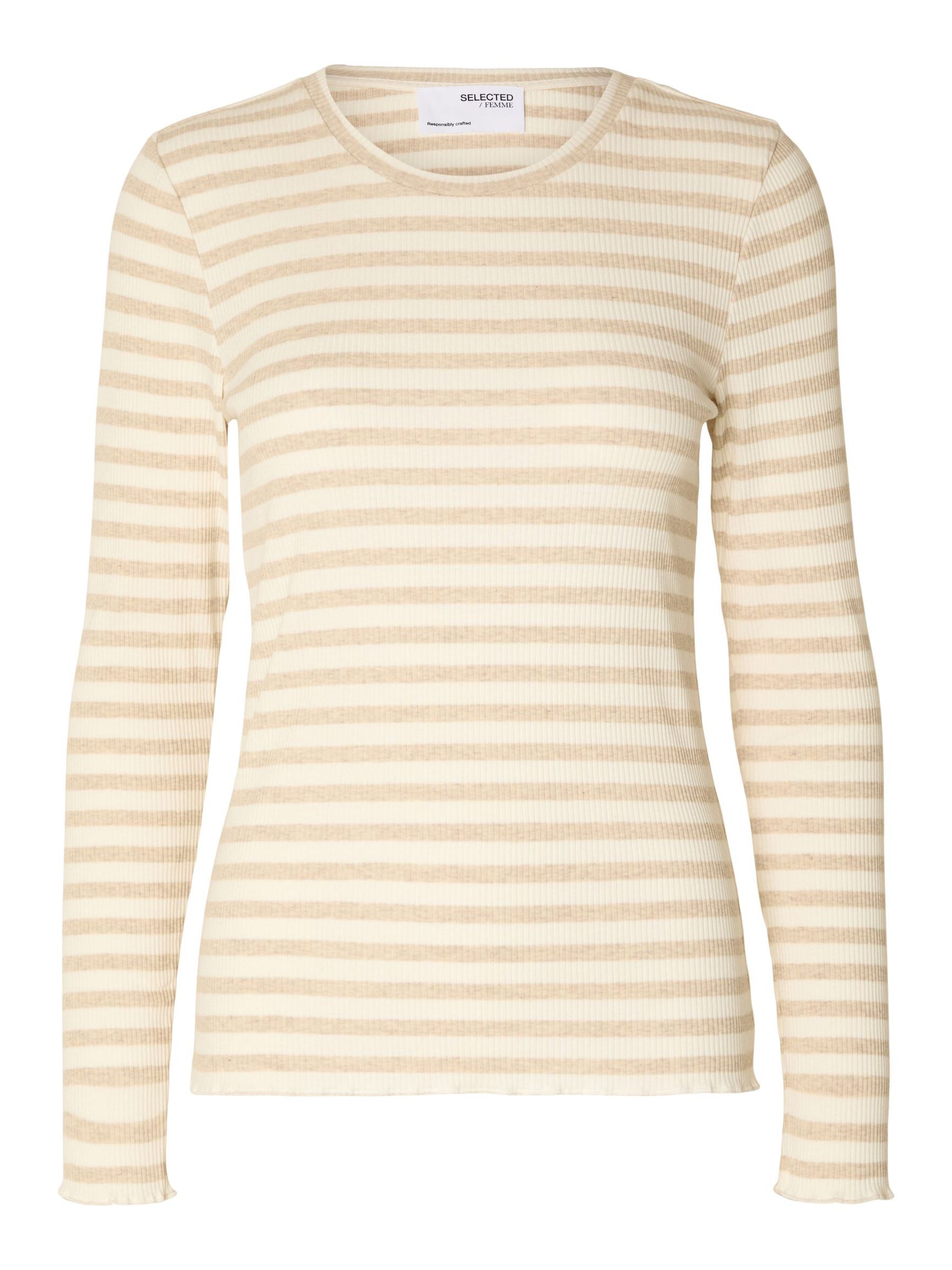 T-SHIRT  Z DŁUGIM RĘKAWEM, Oatmeal, highres