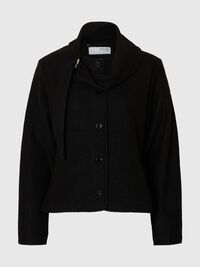 WOLL KURZJACKE, Black, highres