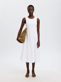 COTTON MIDI DRESS, Bright White, highres