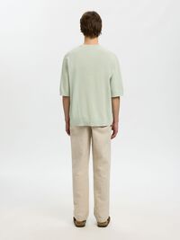 KNITTED COTTON T-SHIRT, Aqua Gray, highres