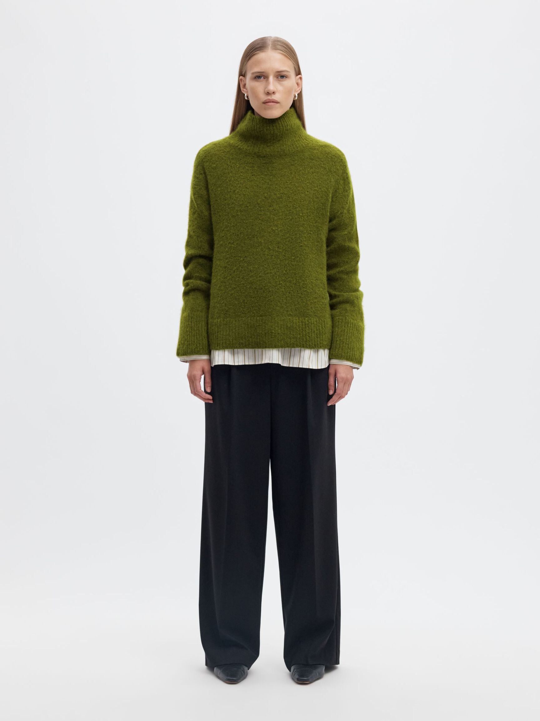 WOOL BLEND HIGH-NECK JUMPER, Cardamom Seed, highres