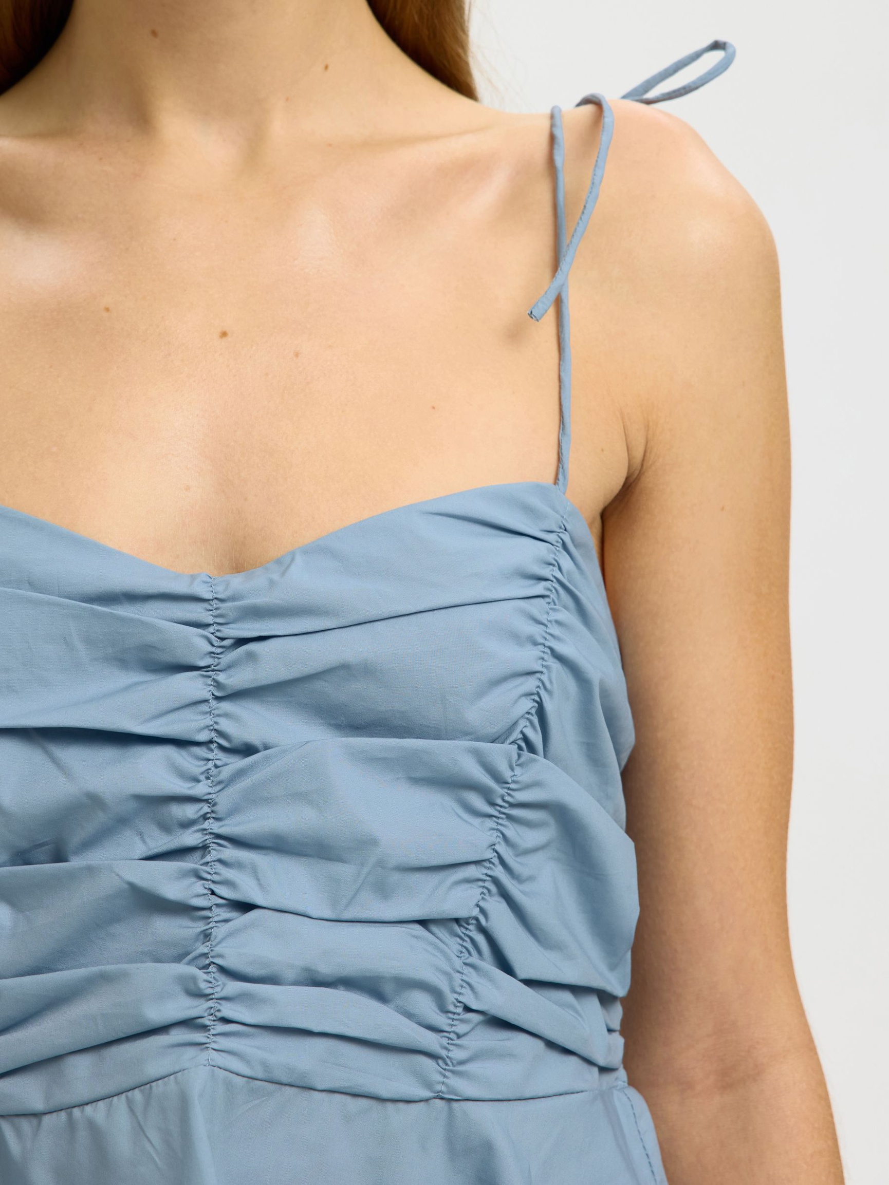 KATOENEN TOP MET SPAGHETTIBANDJES, Dusty Blue, highres