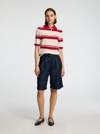 100% MERINOULD STRIKKET POLOSHIRT, Birch, highres