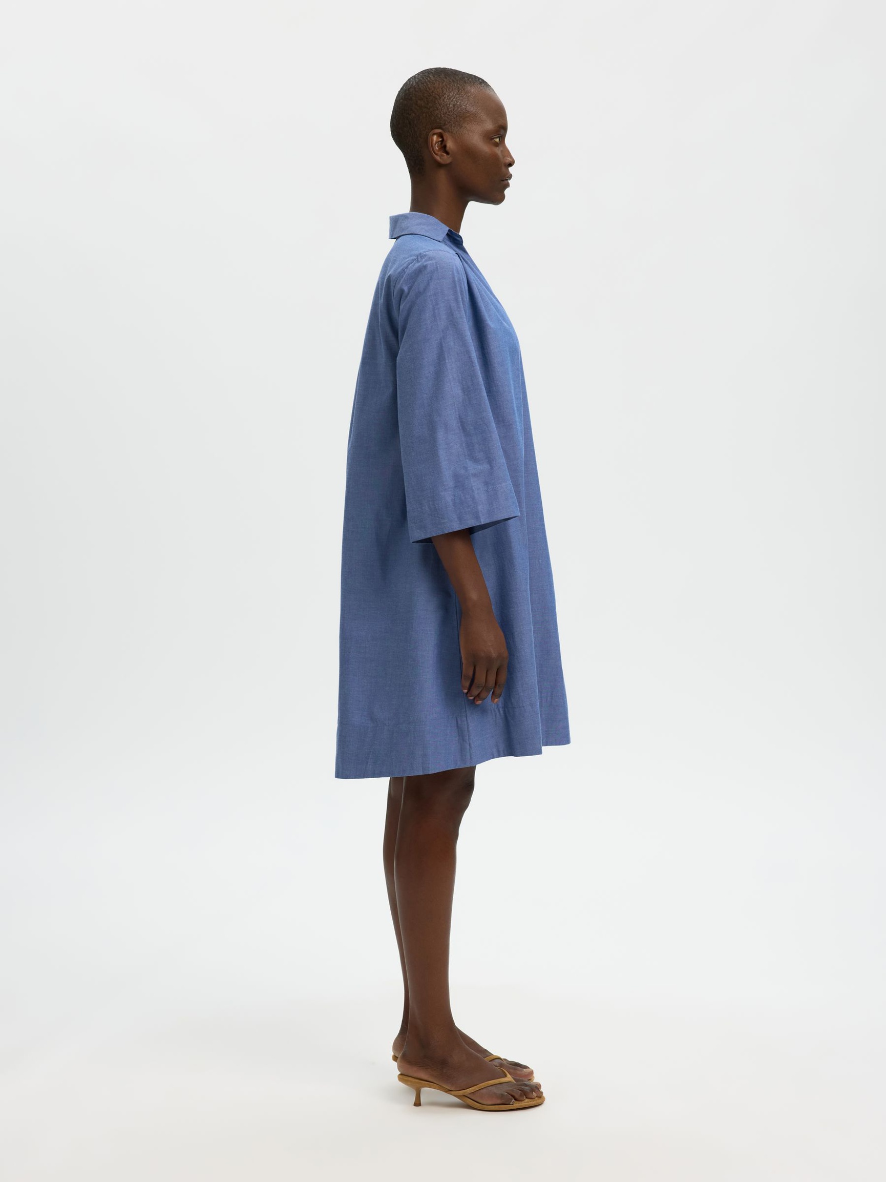 COTTON MINI DRESS, Dark Blue, highres