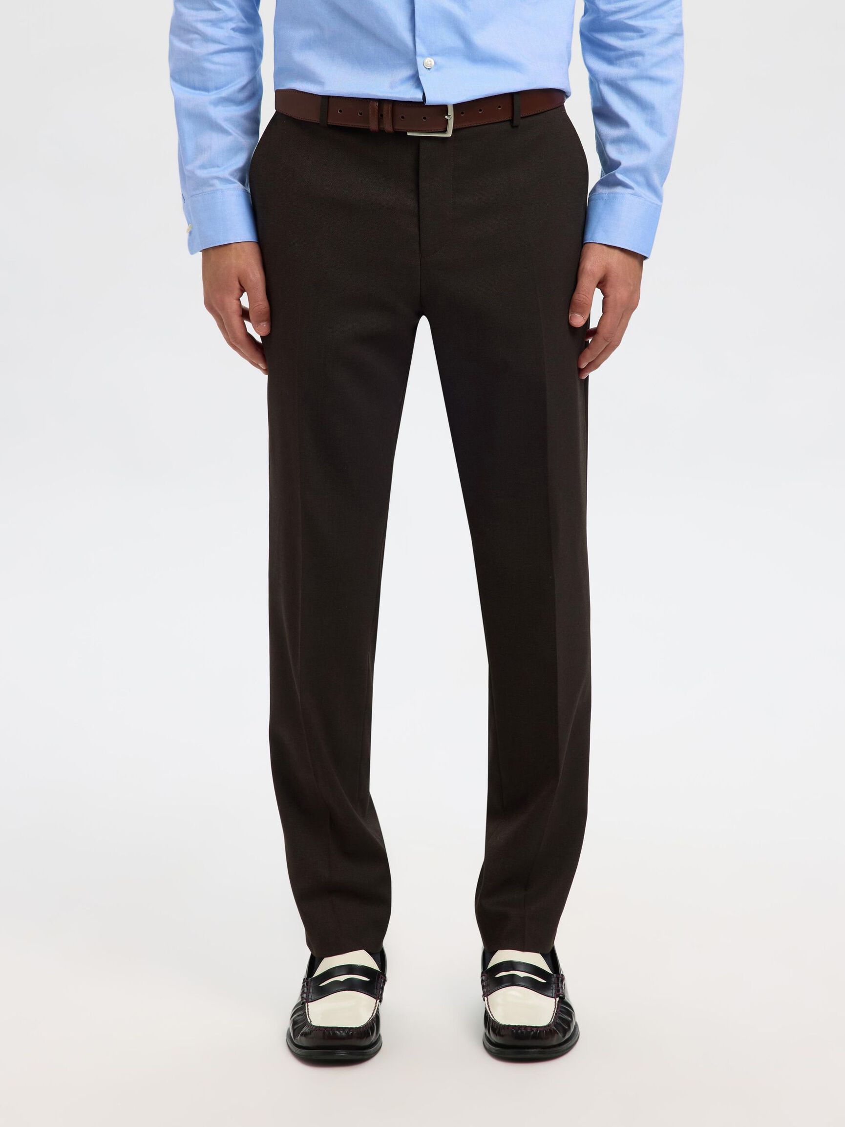 WOVEN WOOL BLEND TROUSERS, Demitasse, highres