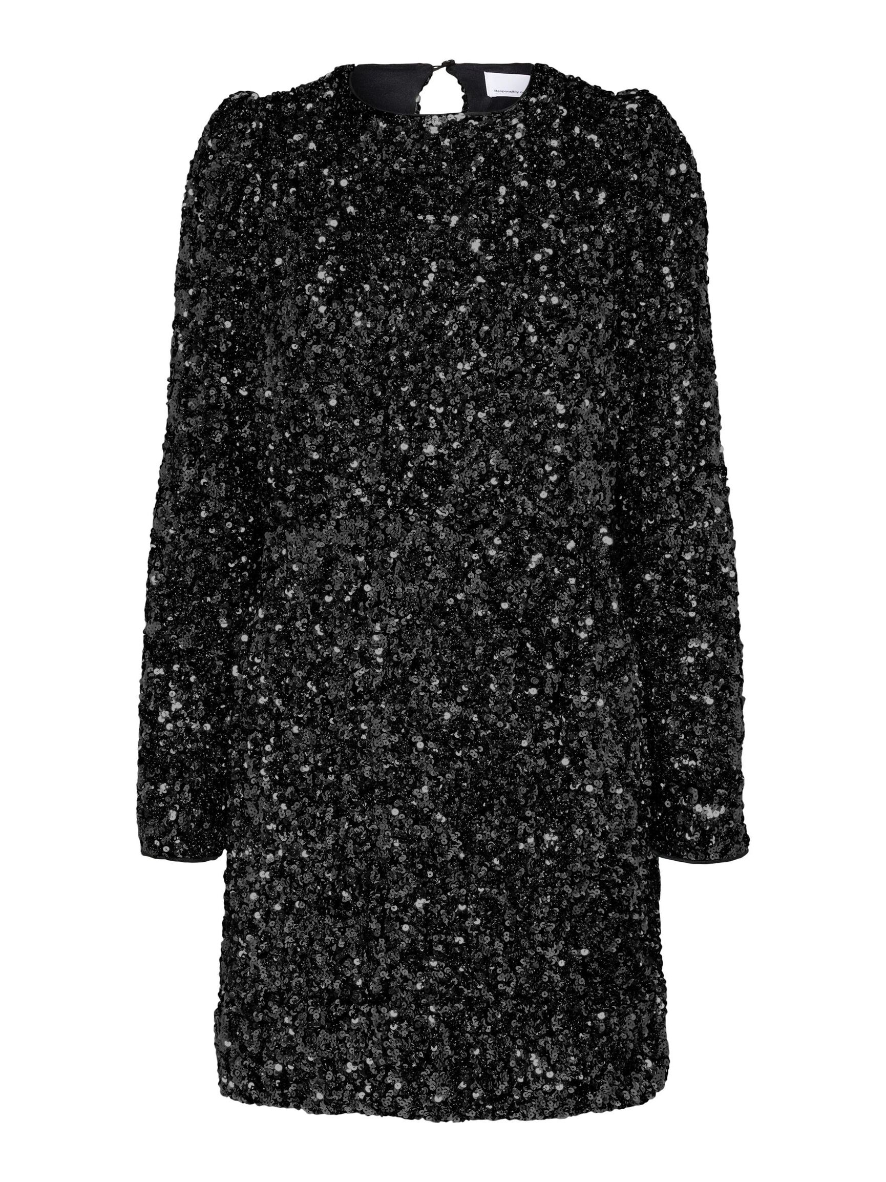 SEQUIN MINI DRESS, Black, highres