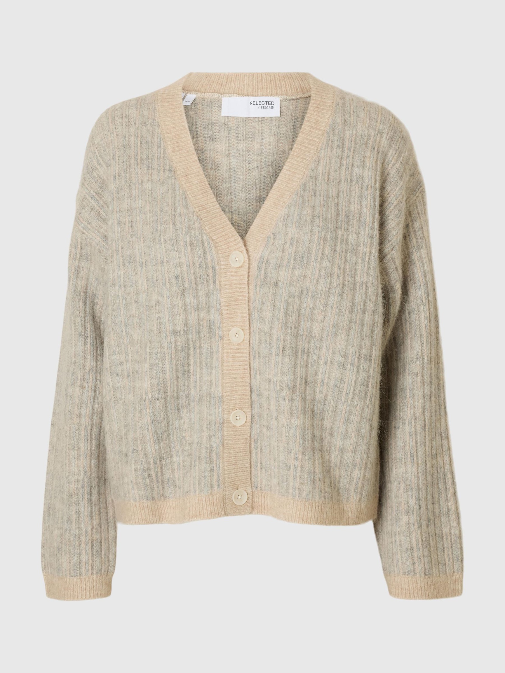 ULLBLANDING STRIKKET CARDIGAN, Birch, highres