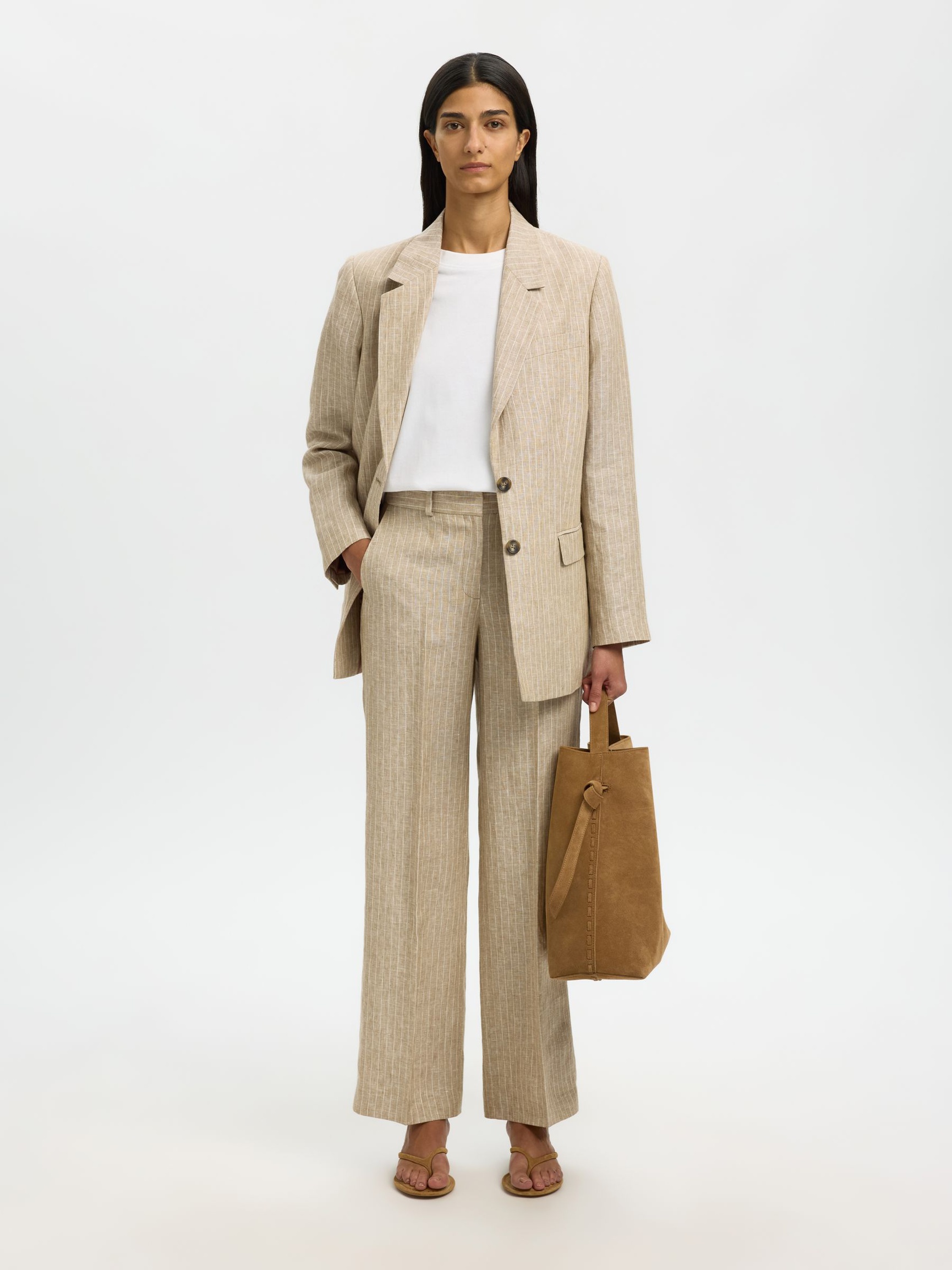 LIN PANTALON À JAMBE AMPLE, Weathered Teak, highres