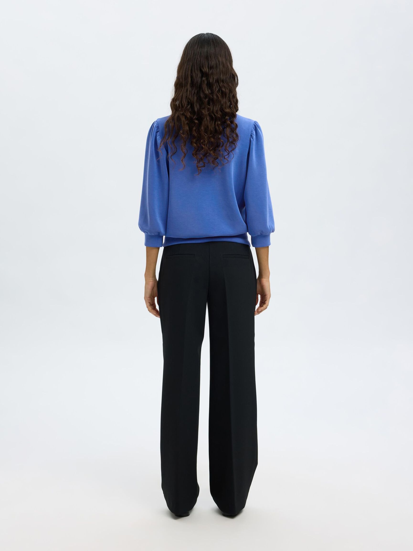 PUFF SLEEVE SWEATSHIRT, Dazzling Blue, highres