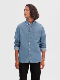 MANGAS LARGAS CAMISA VAQUERA, Medium Blue Denim, highres