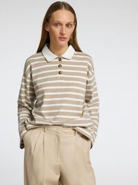 STRIPED  LONG-SLEEVED POLO, Island Fossil, highres